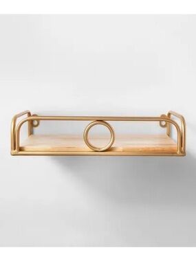 Opalhouse Gold and Natural Wood Wall Shelf